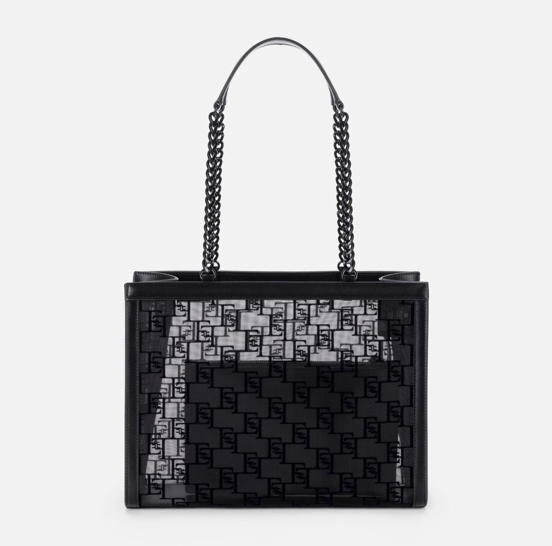 Голяма Shopper чанта от мрежест плат