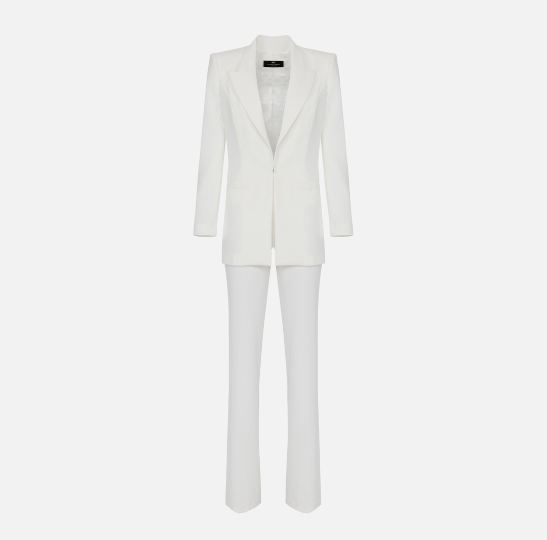 Костюм от сако и панталон на Elisabetta Franchi-byalo-ivory-color